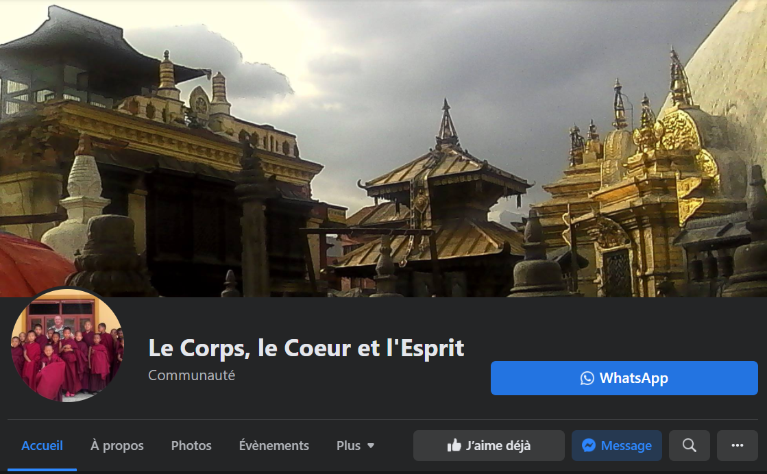 Page Facebook de l'association Le Corps, le Cœur et l'Esprit